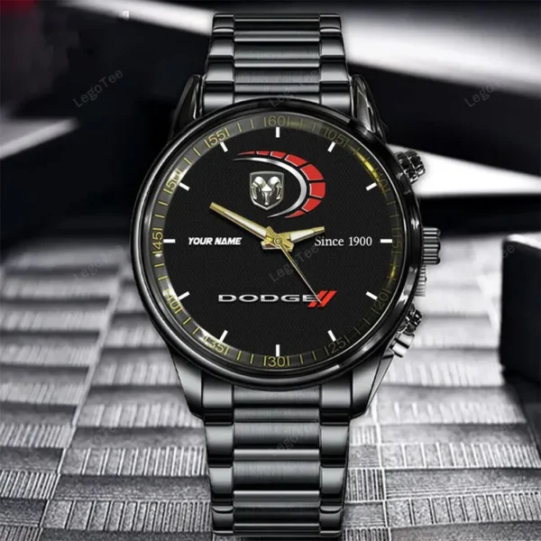 Dodge Since 1900 Watch Custom Name, Stainless Steel Watch, Dad Gifts