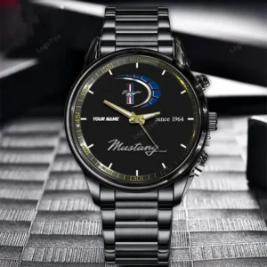 Ford-Mustang Since 1964 Watch Custom Name, Stainless Steel Watch, Dad Gifts