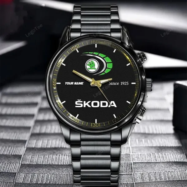 Skoda Since 1925 Watch Custom Name, Stainless Steel Watch, Dad Gifts