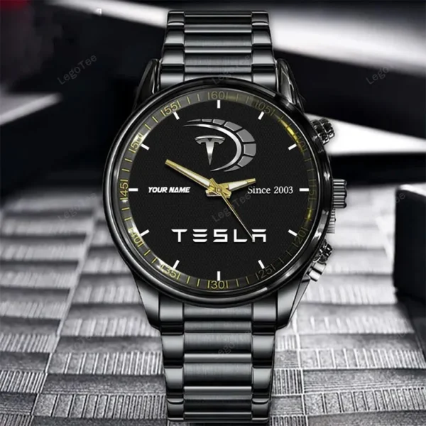 Tesla Since 2003 Watch Custom Name, Stainless Steel Watch, Dad Gifts