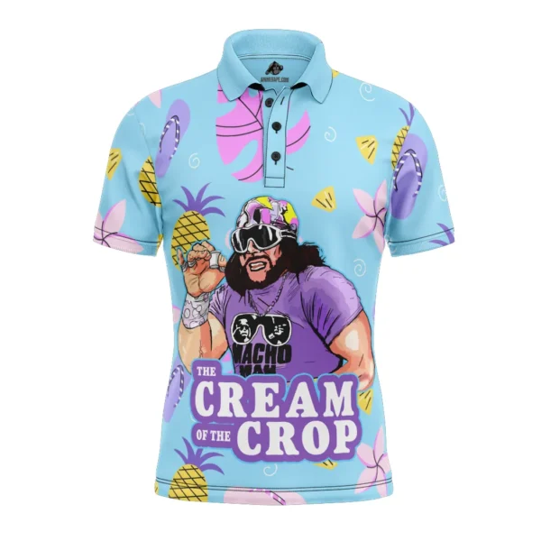 The Cream of the Crop Pro Wrestling Blue Tropical Polo Shirt