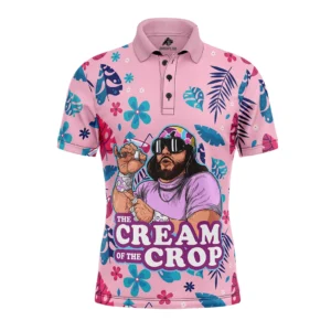 The Cream of the Crop Pro Wrestling Pink Tropical V2 Polo Shirt