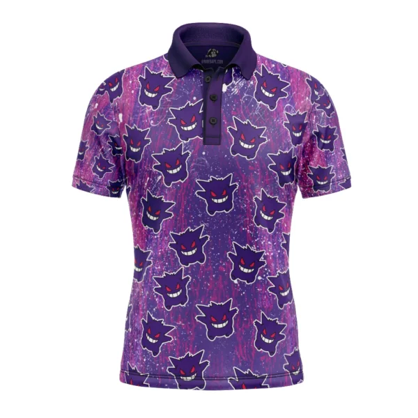 Gengar Pokemon v2 Dark Collar Polo Goft Shirt