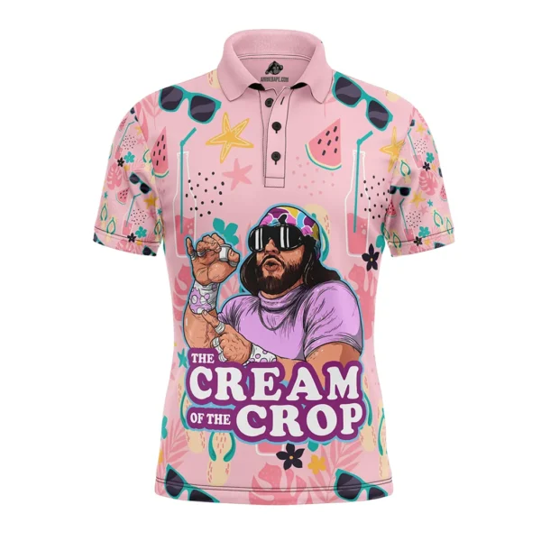 The Cream of the Crop Pro Wrestling Pink Tropical Polo Shirt