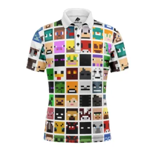 Block Faces Minecraft Full Sleeve Polo Goft Shirt