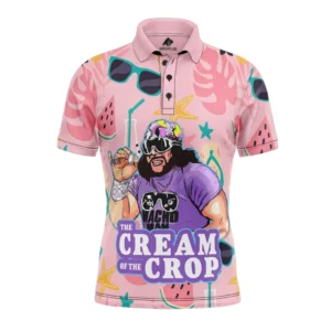 The Cream of the Crop Pro Wrestling Pink Tropical V3 Polo Goft Shirt