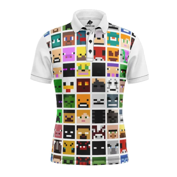 Block Faces Minecraft Polo Goft Shirt