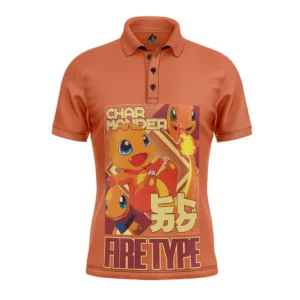 Charmander Pokemon Polo Goft Shirt