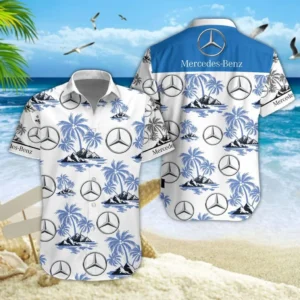 Mercedes-Benz White Hawaiian Shirt Style Classic Oversized Hawaiian