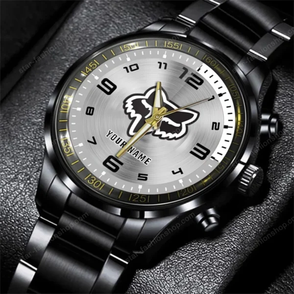 Fox Racing Watch Custom Name, Stainless Steel Watch, Dad Gifts