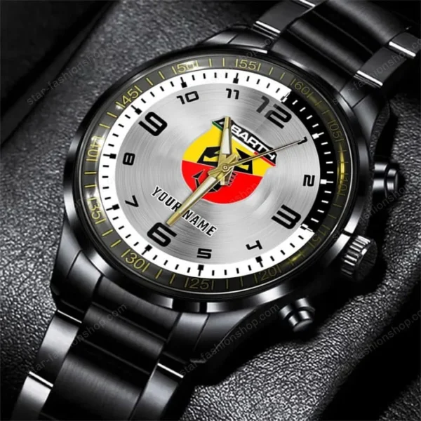 Abarth Watch Custom Name, Stainless Steel Watch, Dad Gifts