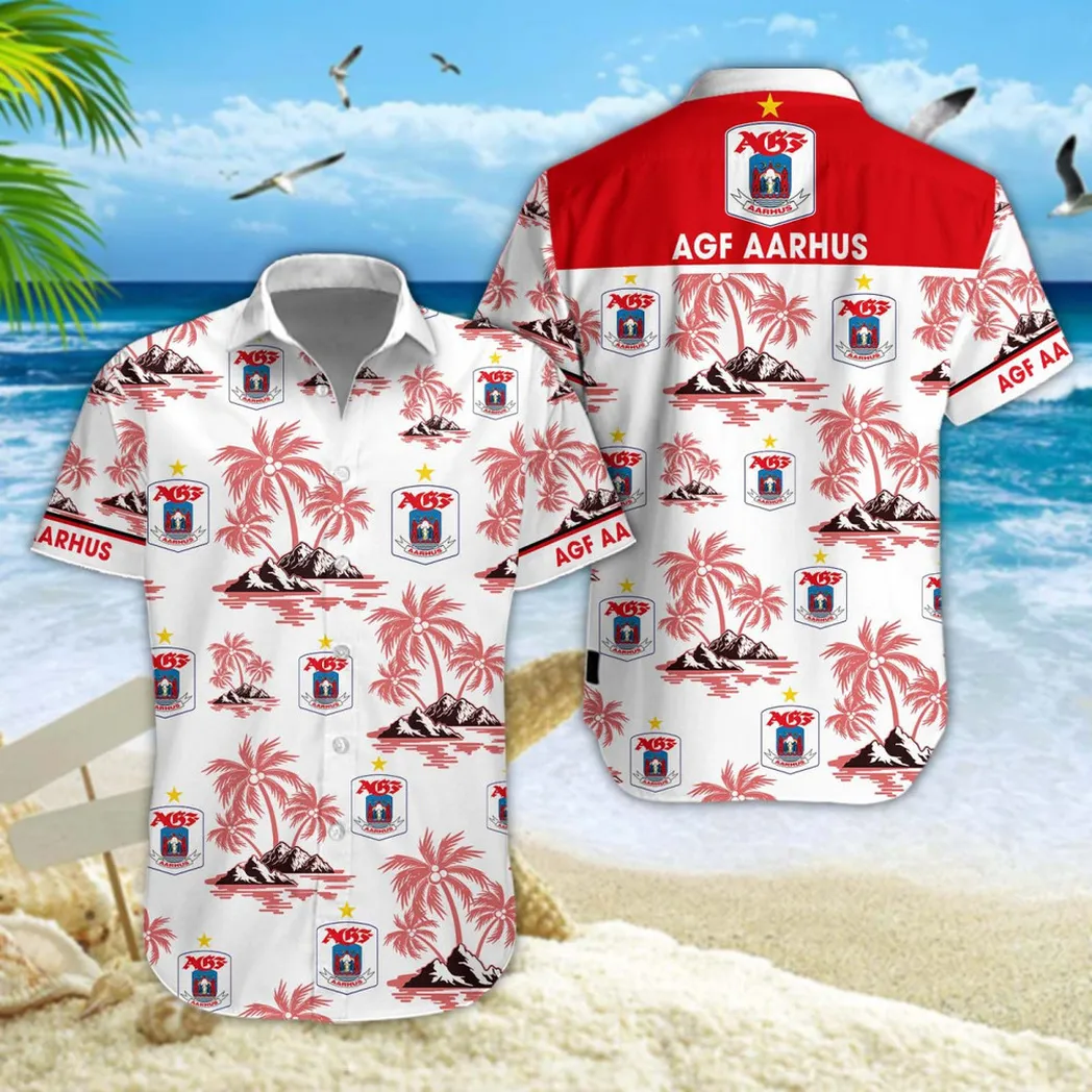 AGF Aarhus Hawaiian Shirt Style Classic Oversized Hawaiian, Unisex Hawaiian Shirt Trending Summer