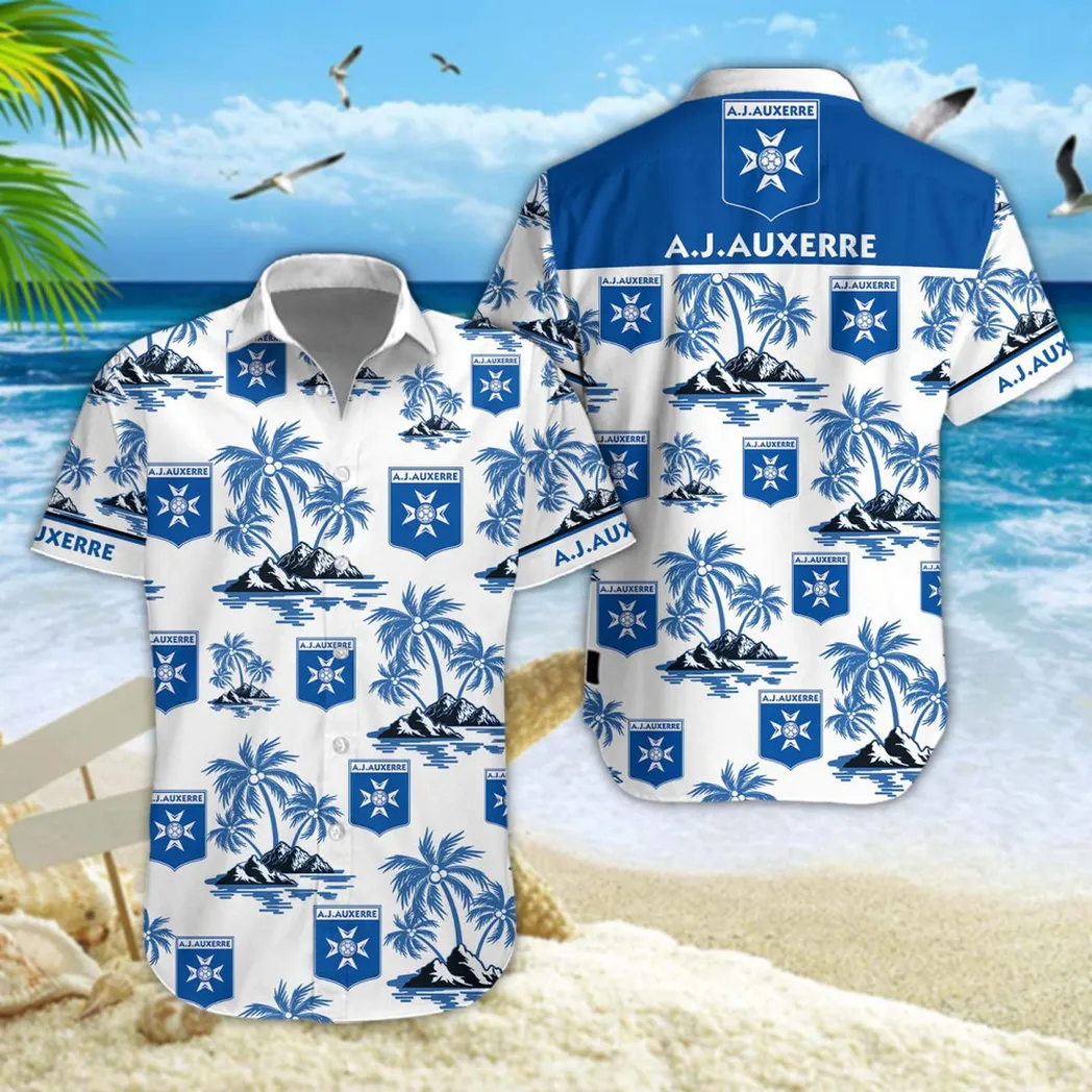 AJ Auxerre Hawaiian Shirt Style Classic Oversized Hawaiian, Unisex Hawaiian Shirt Trending Summer