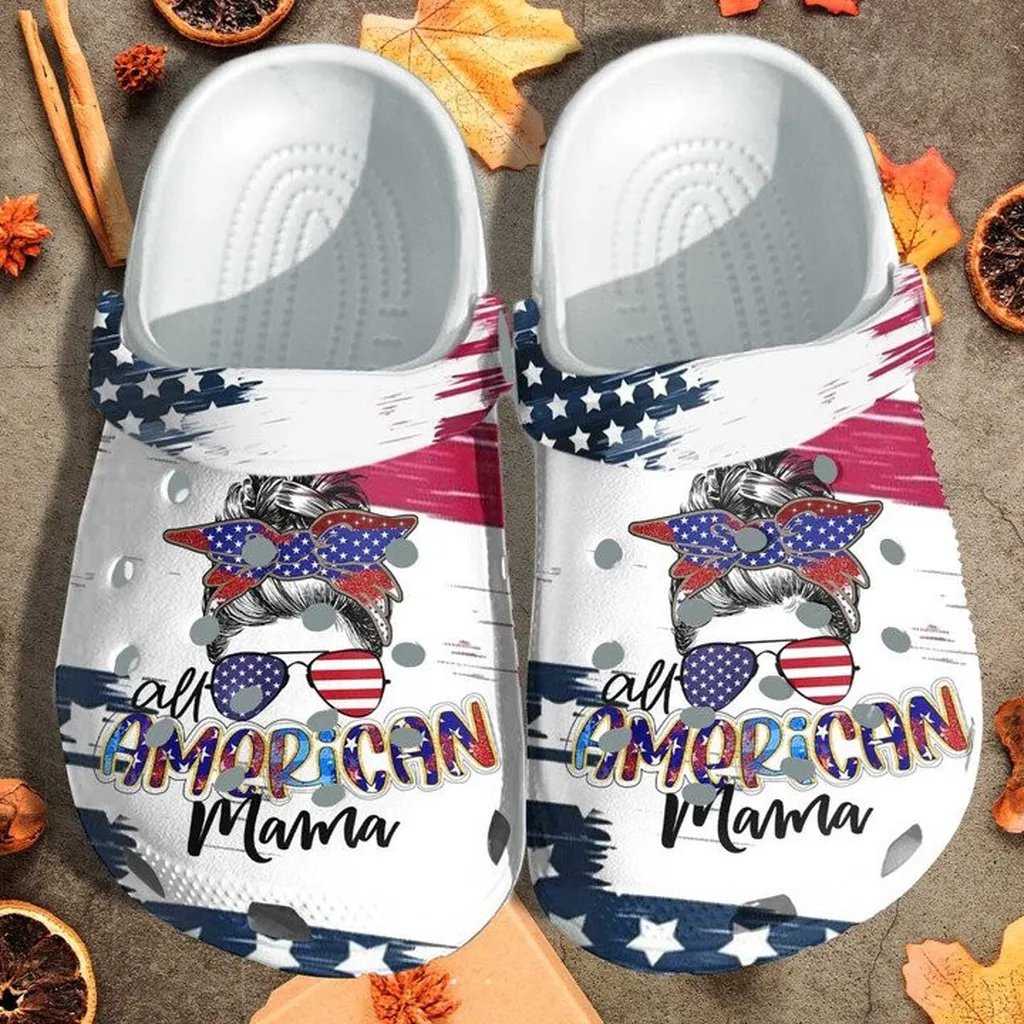 All American Mama Messy Custom Crocs Classic Clogs