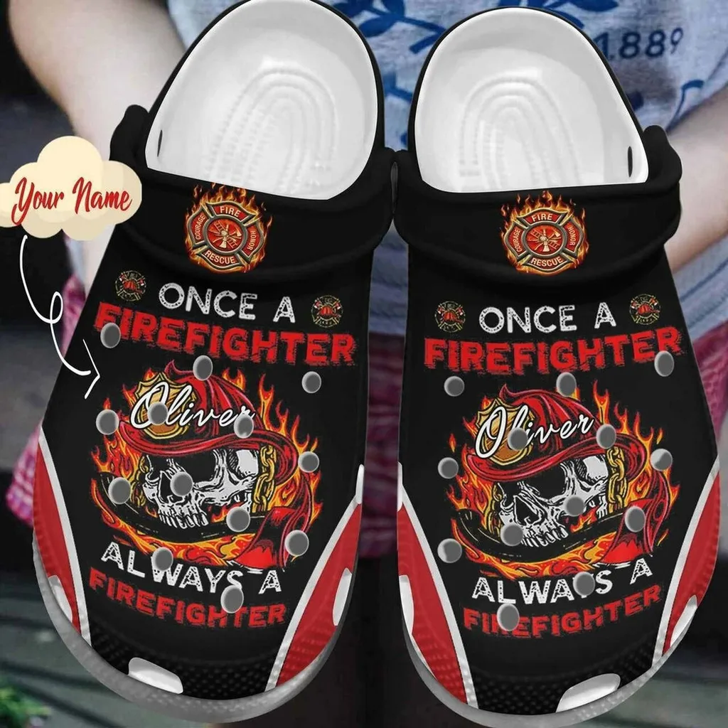 Always A Firefighter Your Name Comfortable For Mens And Womens Classic Water Rubber Crocs Clog