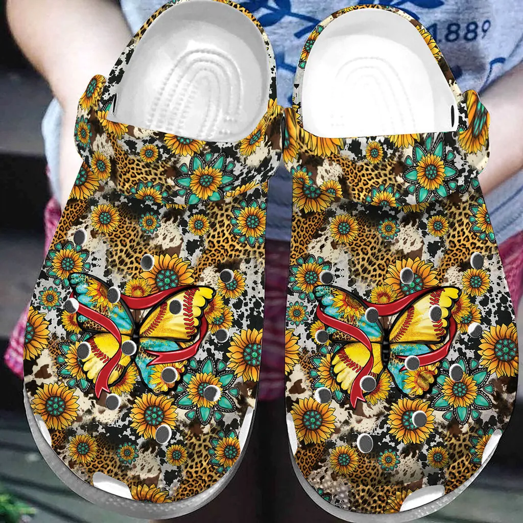 Amazing Butterfly Softball Leopards Art Clog