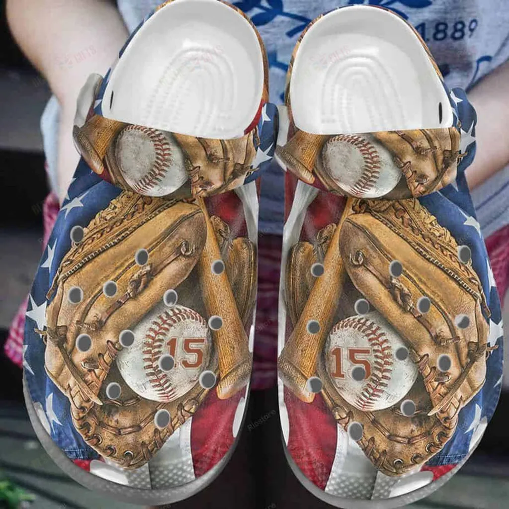 America Flag Baseball Crocs Classic Clogs