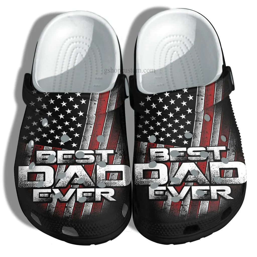 America Flag Best Dad Ever Vintage Croc