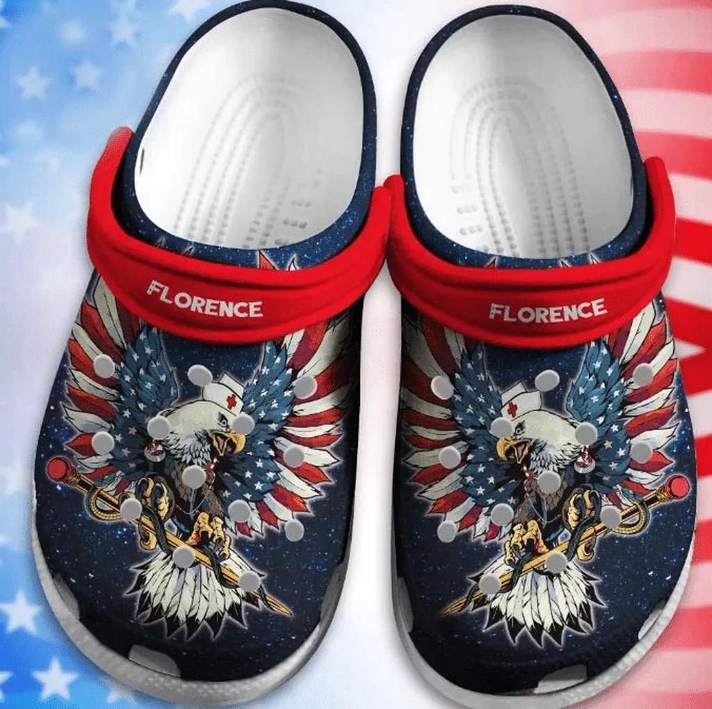 American Eagle Caduceus Nurse Gift For Lover Rubber Crocs Clog