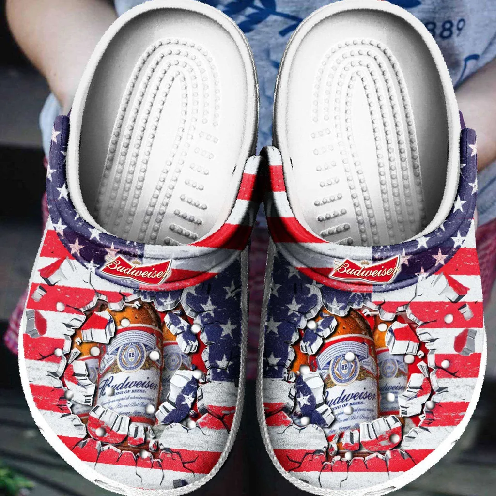 American Flag And Budweiser For Mens And Womens Classic Water Rubber Crocs Clog