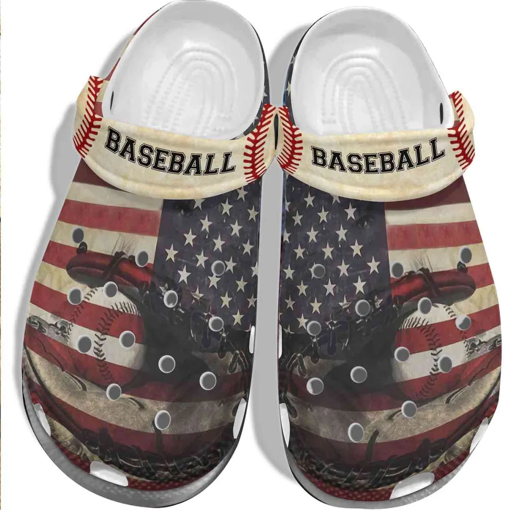 American Flag Baseball Crocs Crocband Clog