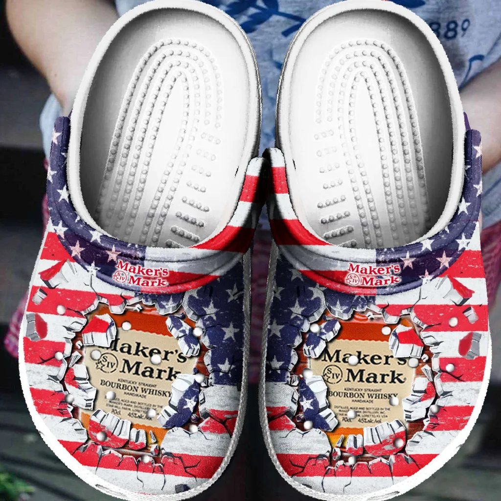 American Flag Makers Mark For Men And Womens Gift For Fan Classic Water Rubber Crocs Clog