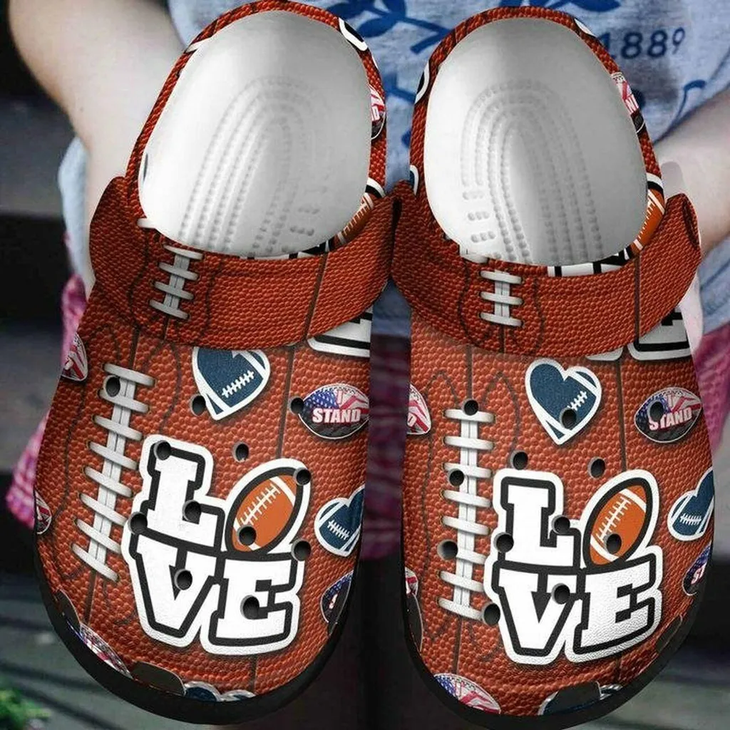 American Football Love 102 Gift For Lover Rubber Crocs Clog