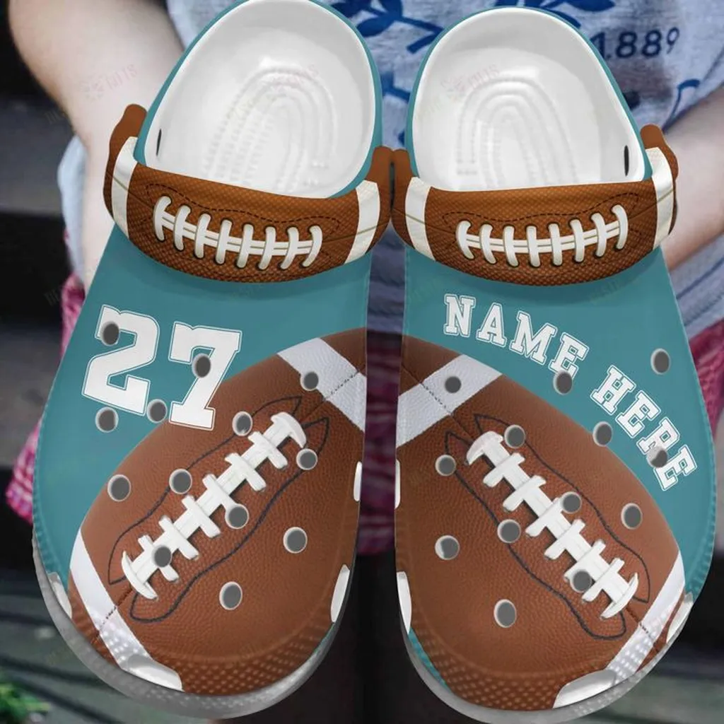 American Football Personalized White Sole Love The Game Crocs, Personalized Crocs Classic Clogs