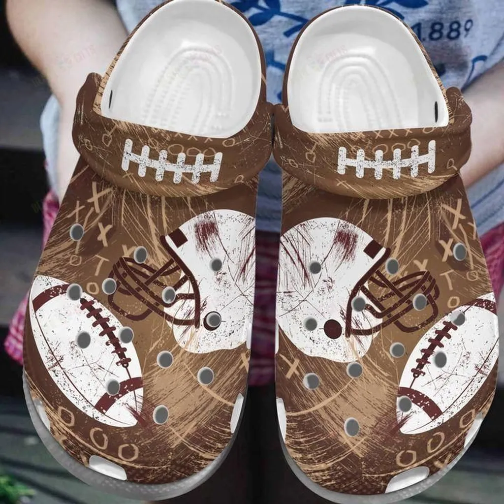 American Football White Sole  American Football Pattern Crocs Classic Clogs