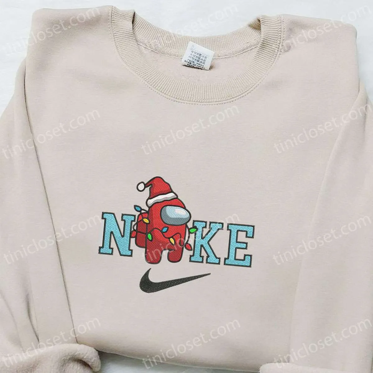 Among Us Christmas x Nike Embroidered Sweatshirt, Game Christmas Embroidered Shirt, Best Christmas Gift Ideas