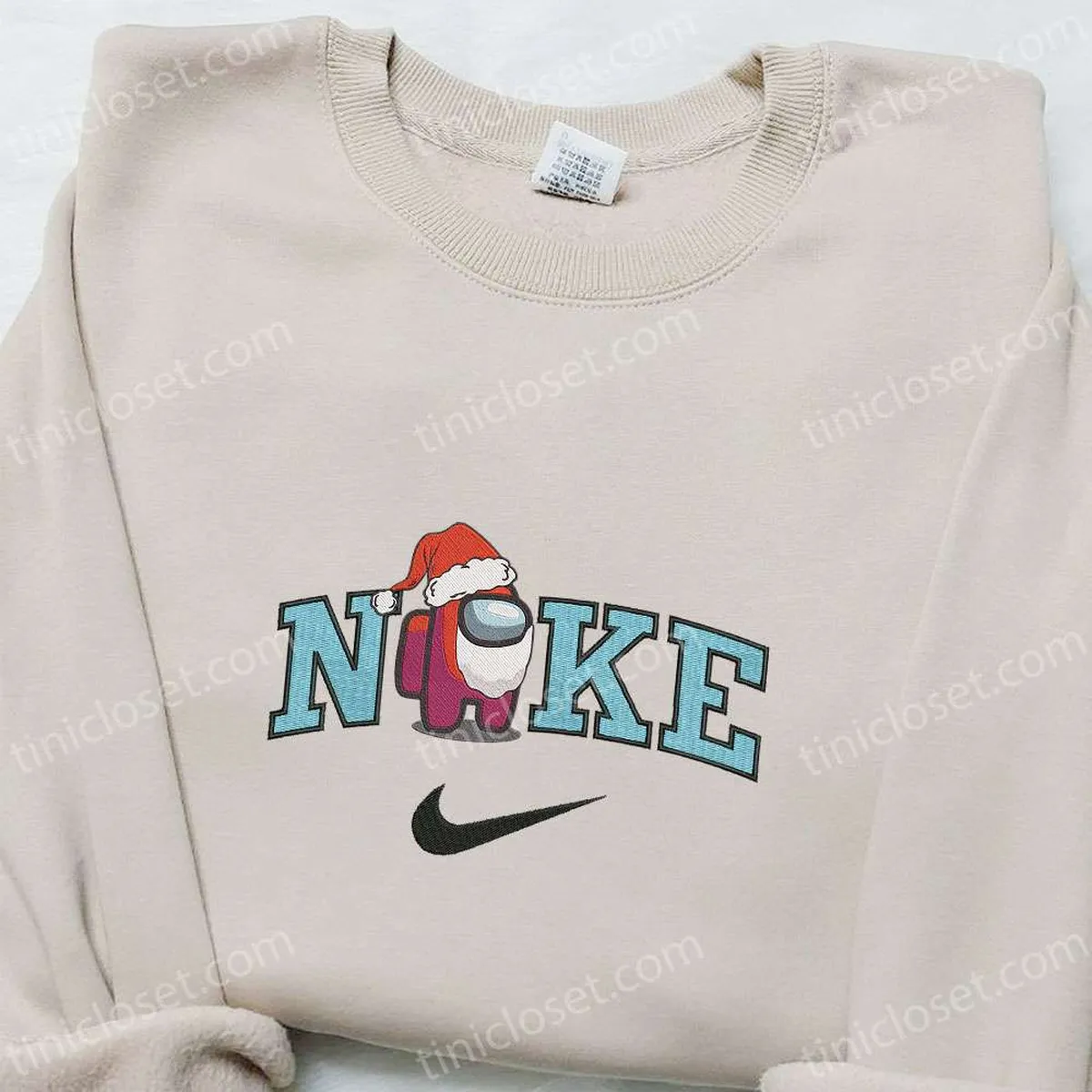 Among Us Santa Christmas x Nike Embroidered Sweatshirt, Game Christmas Embroidered Shirt, Best Christmas Gift Ideas