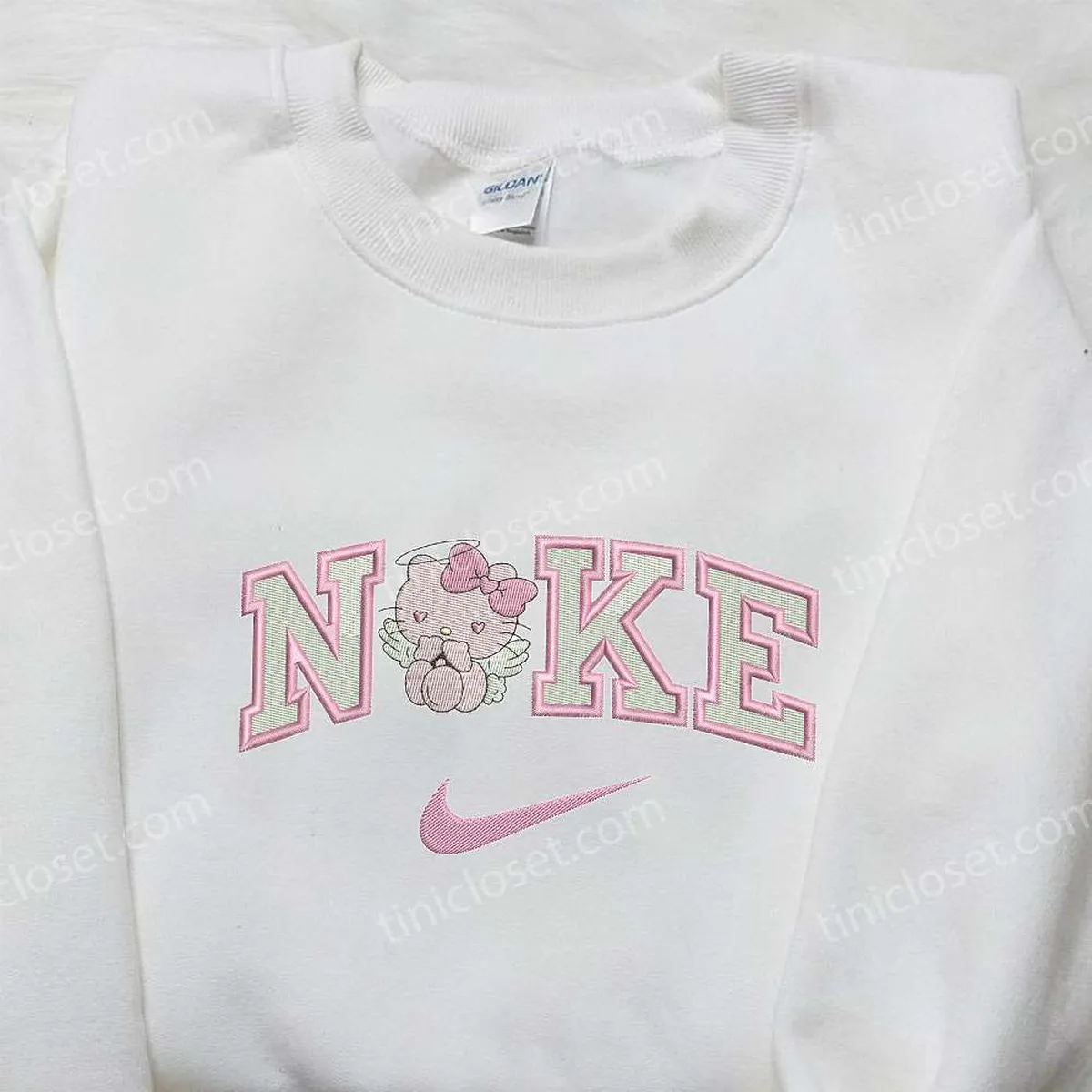 Angel Hello Kitty x Nike Embroidered Shirt, Nike Inspired Embroidered Sweatshirt, Best Gifts for Daughter