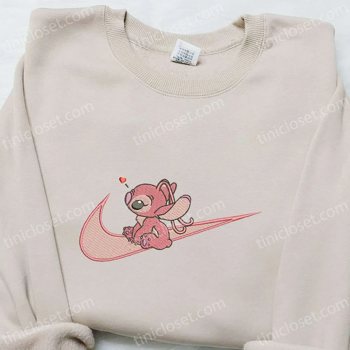 Angel Love x Swoosh Cartoon Embroidered Sweatshirt, Disney Characters Embroidered Hoodie, Best Valentine? Day Gift Ideas