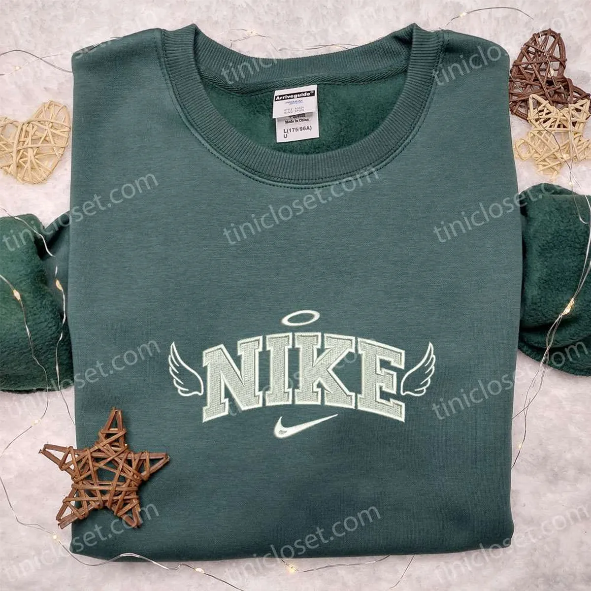 Angel Nike Logo Embroidered Shirt, Nike Inspired Embroidered Hoodie, Best Gifts For Family