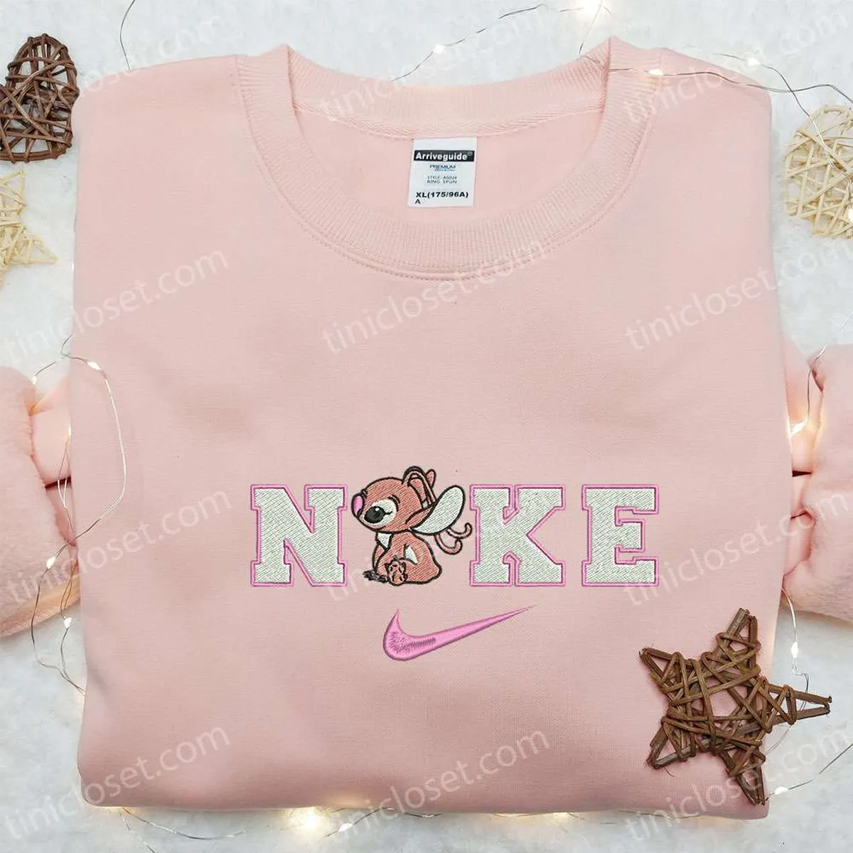 Angel x Nike Cartoon Embroidered Sweatshirt, Nike Inspired Embroidered Hoodie, Best Birthday Gift Ideas