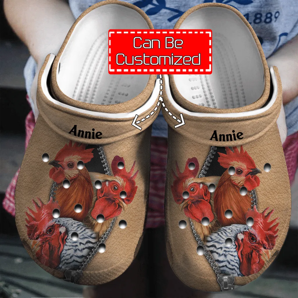 Animal Crocs - Chicken On Zipper Personalized Clogs