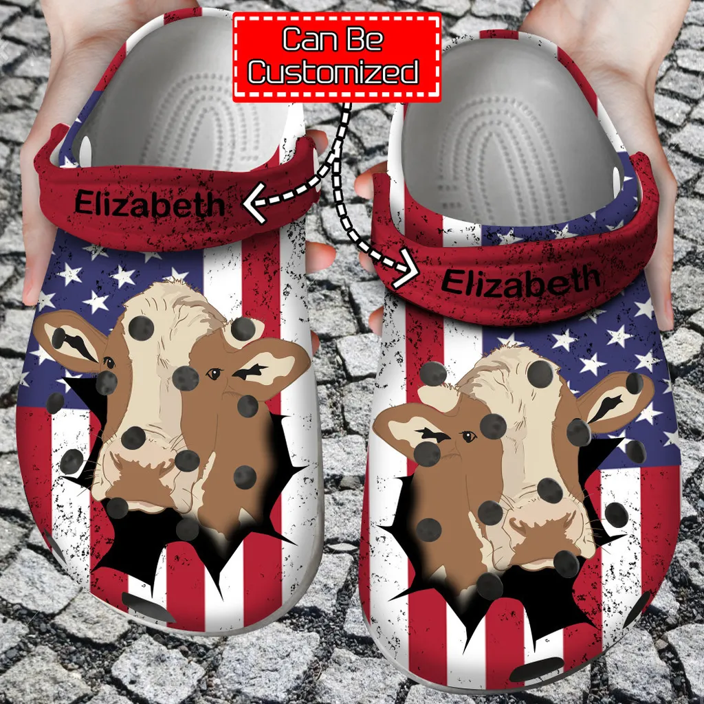 Animal Crocs - Patriotic Cow Inside Me Personalized Clogs