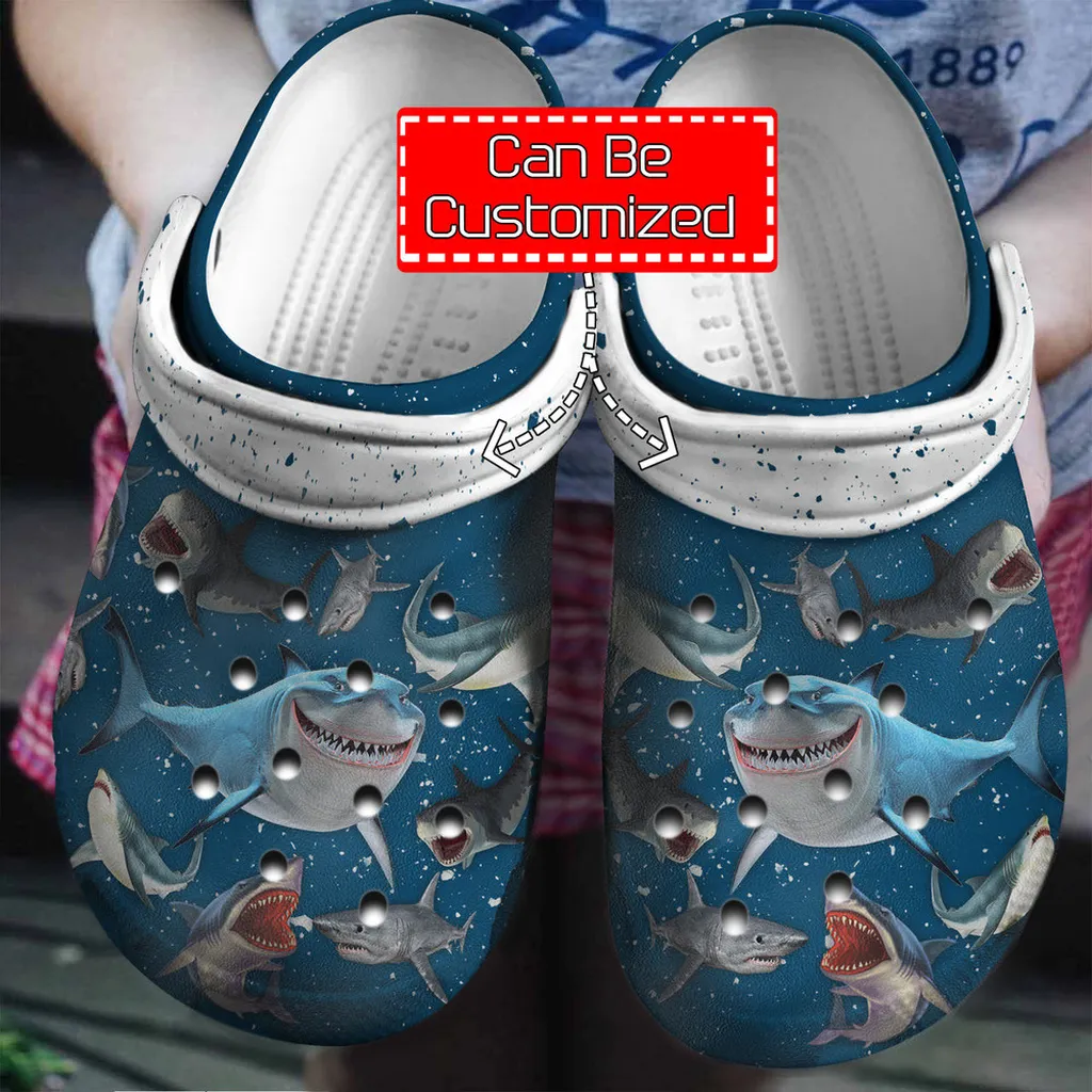 Animal Crocs - Personalized Blue Shark Lovers Clog