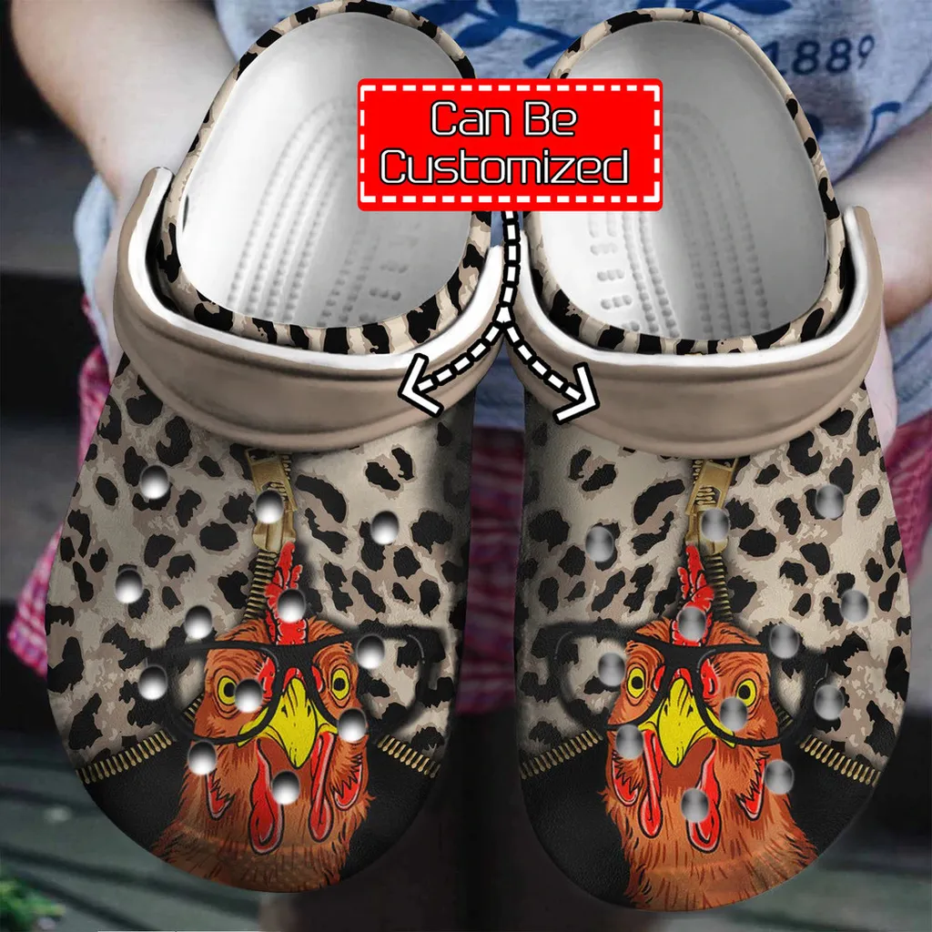 Animal Crocs - Personalized Chicken Leopard Pattern Clog