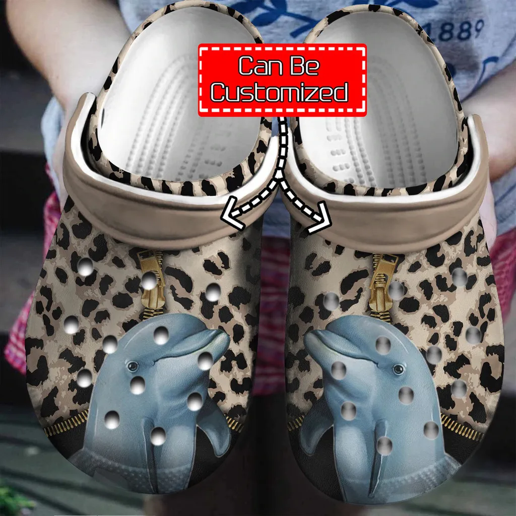 Animal Crocs - Personalized Dolphin Leopard Pattern Clog