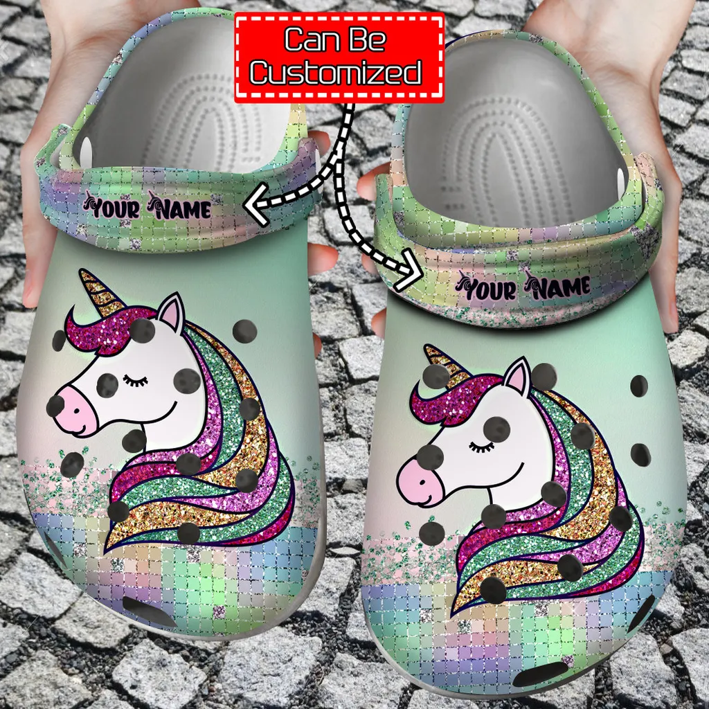 Animal Crocs - Personalized Unicorn Glitter Colorful Clog