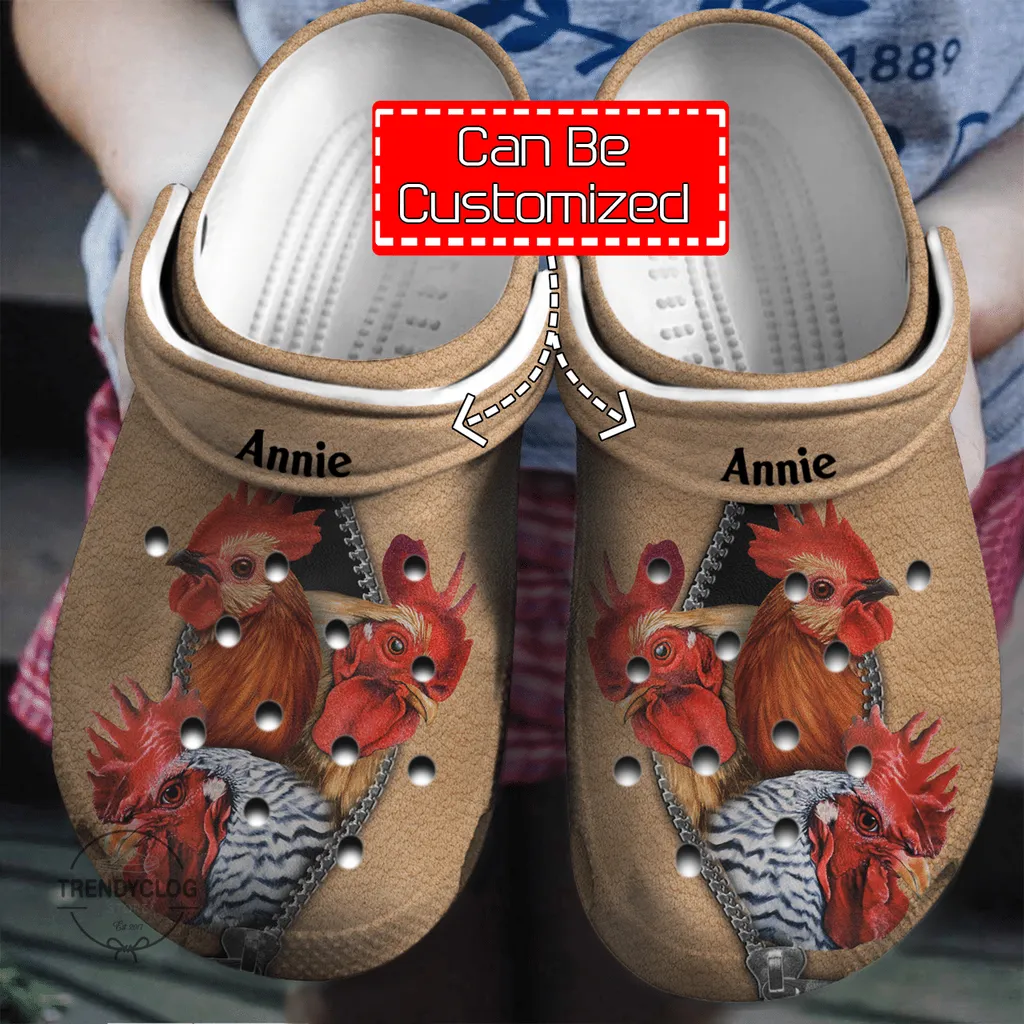 Animal Crocs Chicken On Zipper Personalized Clogs