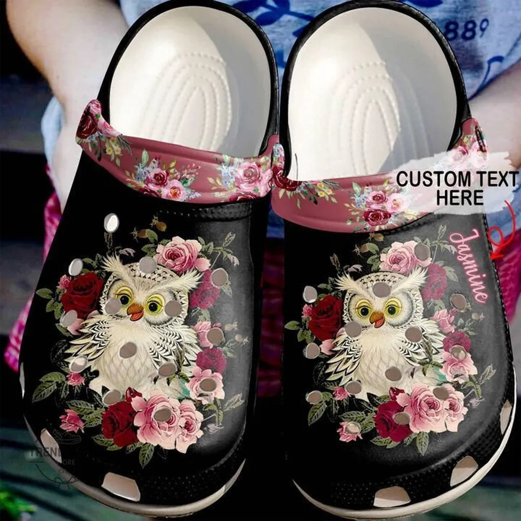 Animal Crocs Owl Personalized Red Floral Clog