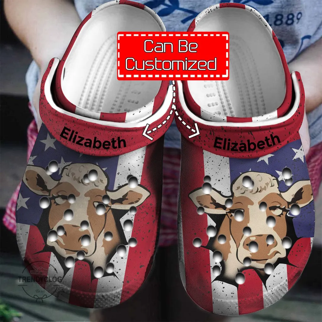 Animal Crocs Patriotic Cow Inside Me Personalized Clogs