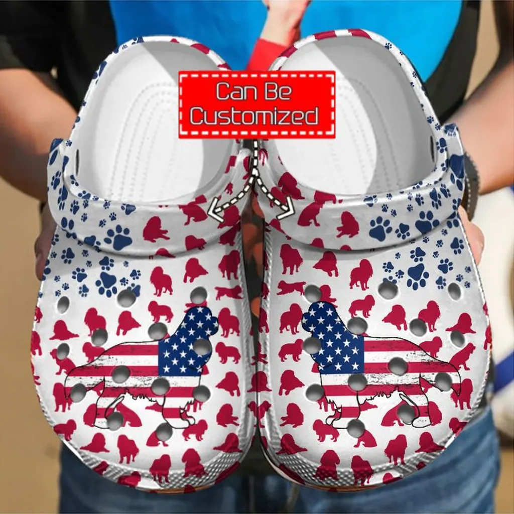 Animal Print Crocs - Cavalier King Charles Spaniel American Flag Clog