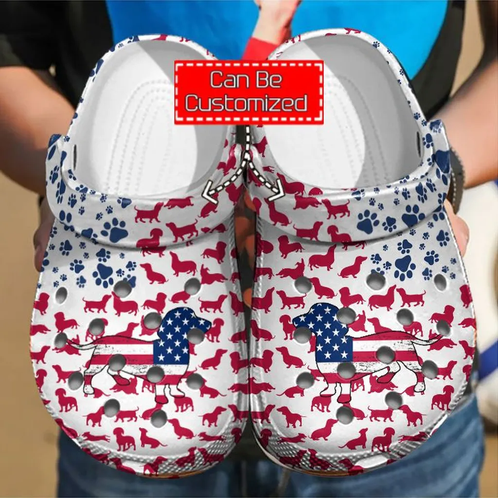 Animal Print Crocs - Dachshunds American Flag Clog