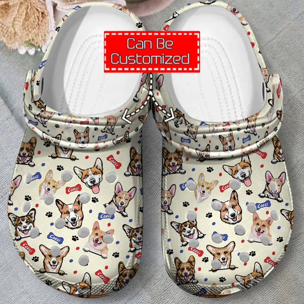 Animal Print Crocs - Pembroke Welsh Corgi Pattern Clog