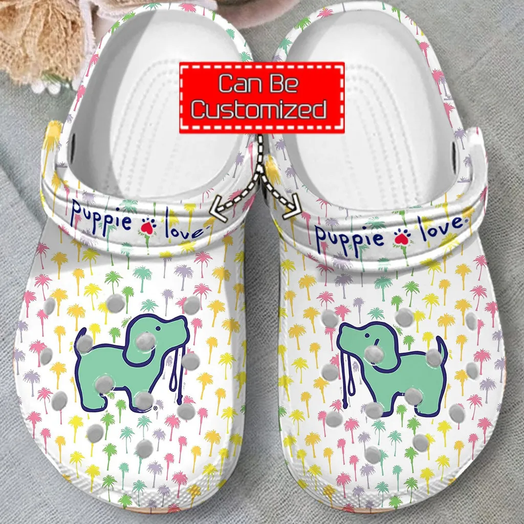 Animal Print Crocs - Puppie Love Green Clog