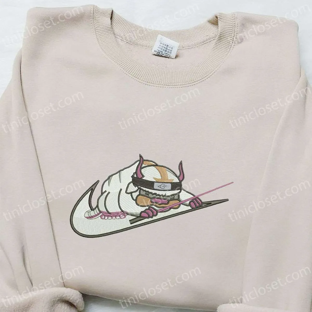 Appa x Nike Swoosh Anime Embroidered Hoodie, Avatar Embroidered Shirt, Nike Inspired Embroidered Shirt