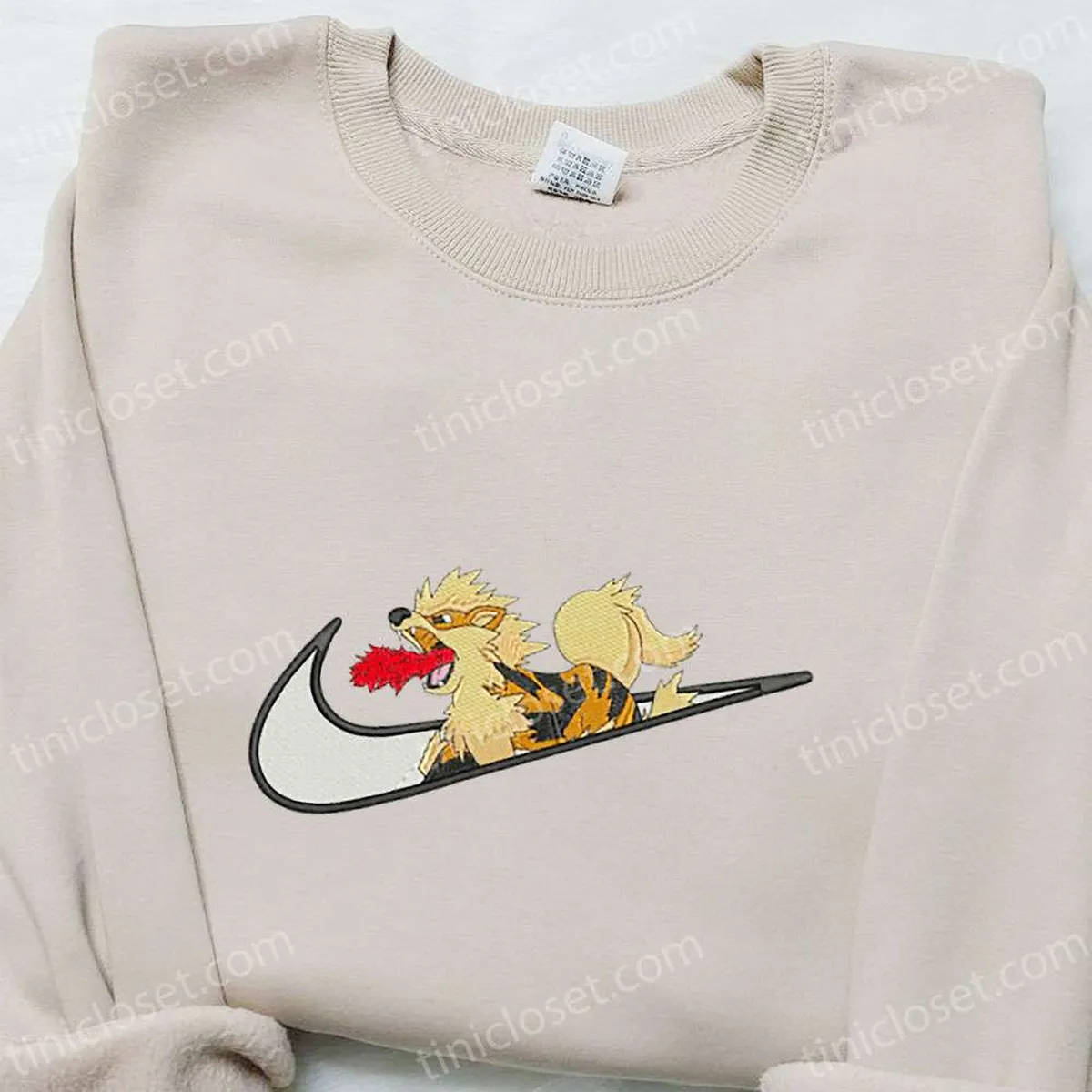 Arcanine x Swoosh Anime Embroidered Hoodie, Cool Anime Clothing, Best Gift Ideas for Family